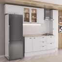 Ver imagem 1 de Cozinha Milla Warm 8 Portas 5 Gavetas MDF 300cm Branco Móveis Carraro