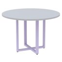 Ver imagem 1 de Mesa de Reunião Redonda P25 Pandin 110 Cm (largura) Tampo Mdp Cinza Pé Aço Tubular Lilás