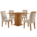 Ver imagem 2 de Mesa de Jantar Loren 90cm Tampo Mdf Canto Reto e 4 Cadeiras Melissa Moderna Mobília
