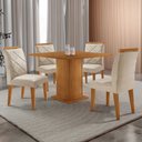 Ver imagem 1 de Mesa de Jantar Loren 90cm Tampo Mdf Canto Reto e 4 Cadeiras Melissa Moderna Mobília