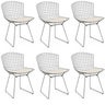 Kit 6 Cadeiras Bertoia Cromada Assento Branco - 1