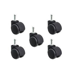 Kit com 5 Rodízios de Silicone Pu para Cadeira - Anti Risco, Ideal para Piso Frio e Madeira