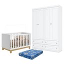 Ver imagem 1 de Berço Americano Mini Cama Q Encanto Slim Branco Acetinado - Qmovi e Guarda Roupa Infantil Americano
