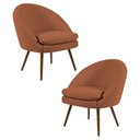 Ver imagem 1 de 2 Poltronas Pés Palito Rafa B-235 Linho Tressê Laranja Domi