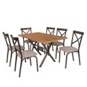Ver imagem 3 de Conjunto de Mesa 6 Cadeiras Karina Bege/Bronze/Linho