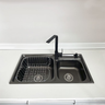 Kit Cuba Cozinha Gourmet Pia Dupla Acessorios e Torneira Perfil em L Slim Luxo Preta Brinovar - 4