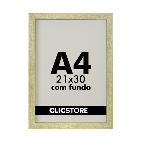 Kit 03 Moldura A4 21x30cm com Fundo Quarto Sala Certificado Alvara Quadro Decorativo Cor:carvalho