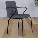 Ver imagem 2 de Cadeira Estofada para Sala de Jantar com Braço Loft Preto C01 Bouclê Nuvem - Lyam Decor
