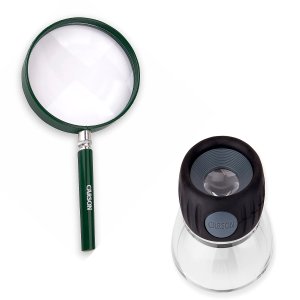 Kit Lupa de Mão Zoom 2x Grande 13cm e Lupa Olho Lumilove Plus Zoom 10.5x Carson