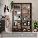 Ver imagem 5 de Armário Estante Multiuso Organizador 10 Prateleiras 118cm Rustic/preto Madesa
