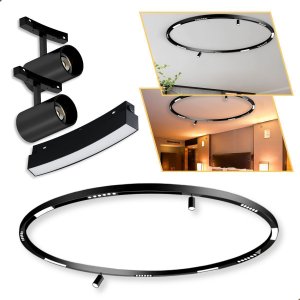 Perfil Magnético Curve Led 60cm Sobrepor + Spots + Difusas + Fonte 100w