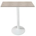 Ver imagem 1 de Mesa Zeta Ferro Branco 75 Cm Alt Disco Redondo Tampo Mdp Quadrado 80 Cm Larg X 2,5 Cm Alt
