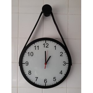 Relógio Adnet Preto Alça Preta Numérico Ponteiro Preto 30 cm Pino Pendurar