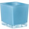 Vaso de Vidro Industrializado Azul Polonês Cubo 6x6cm - 1
