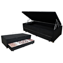 Ver imagem 1 de Bicama Box Baú Solteiro 88x188 com Cama Auxiliar de Molas Ensacadas 3x1 Suede Preto