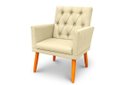 Ver imagem 4 de Kit 2 Poltronas Cadeira com Capitonê para Sala Clássica e Confortável em Suede Bege