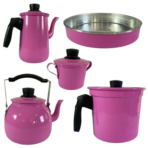 Chaleira Bule Fervedor Açucareiro e Forma de Alumínio - Kit