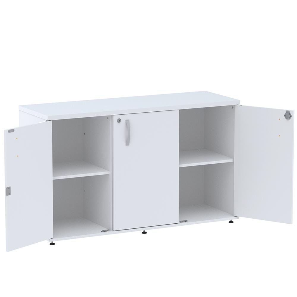 Armário Baixo Credenza PE25 Pandin 121,50 cm (largura) em MDP Cor Liso Branco com Três Portas - 2