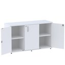 Ver imagem 2 de Armário Baixo Credenza PE25 Pandin 121,50 cm (largura) em MDP Cor Liso Branco com Três Portas