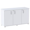 Ver imagem 1 de Armário Baixo Credenza PE25 Pandin 121,50 cm (largura) em MDP Cor Liso Branco com Três Portas