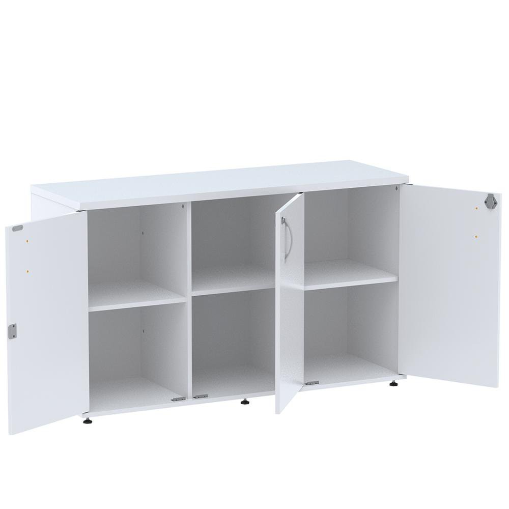 Armário Baixo Credenza PE25 Pandin 121,50 cm (largura) em MDP Cor Liso Branco com Três Portas - 3