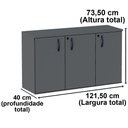 Ver imagem 4 de Armário Baixo Credenza PE25 Pandin 121,50 cm (largura) em MDP Cor Liso Branco com Três Portas