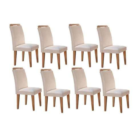 Conjunto: Mesa Sala Jantar Athenas Kit 8 Un Capuccino-veludo Creme - Rufato