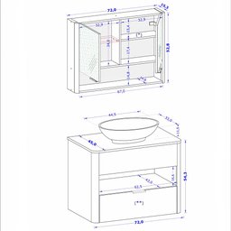 Kit Gabinete de Banheiro Santorini Ii com Espelheira e Cuba Preto Fosco/naturale - 4