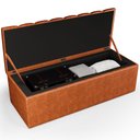 Ver imagem 6 de Calçadeira Recamier Baú para Cama de Casal Dália 140x50 Cm W01 Couríssimo Camel - Lyam Decor