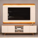 Ver imagem 6 de Painel para Tv 75 Pol e Rack Bancada com Led 220cm Collie D04 Off White/freijó - Mpozenato