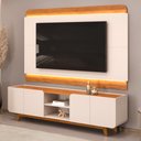 Ver imagem 2 de Painel para Tv 75 Pol e Rack Bancada com Led 220cm Collie D04 Off White/freijó - Mpozenato