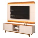 Ver imagem 1 de Painel para Tv 75 Pol e Rack Bancada com Led 220cm Collie D04 Off White/freijó - Mpozenato