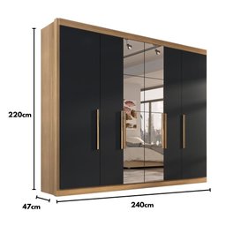 Guarda Roupa Casal Valencia 6 Portas 6 Gav C/ Esp Teka/onix - 3