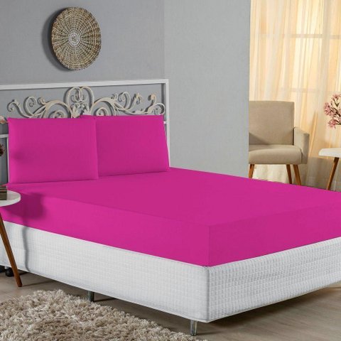 Jogo de Cama Casal Viúva Nobre 3 Peças Malha 100% Algodão - Pink