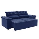 Ver imagem 1 de Sofá Compact 150cm Azul Retrátil, Reclinável de Molas Espirais