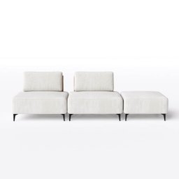 Sofá Dream Box com Puff 3,00m em Boucle Alaska Natural e Corino Durango Terracota - Home Mobily - 3