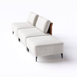 Sofá Dream Box com Puff 3,00m em Boucle Alaska Natural e Corino Durango Terracota - Home Mobily - 6