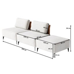 Sofá Dream Box com Puff 3,00m em Boucle Alaska Natural e Corino Durango Terracota - Home Mobily - 4