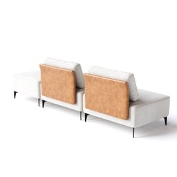 Sofá Dream Box com Puff 3,00m em Boucle Alaska Natural e Corino Durango Terracota - Home Mobily - 5
