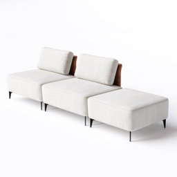 Sofá Dream Box com Puff 3,00m em Boucle Alaska Natural e Corino Durango Terracota - Home Mobily - 1