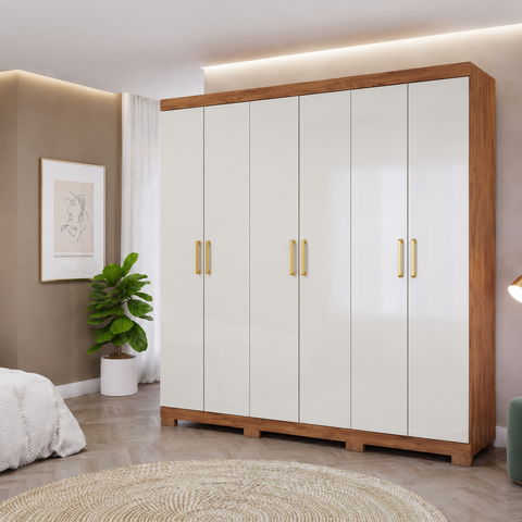 Guarda Roupa Maya 6 Portas Flex 3 Gavetas em MDF