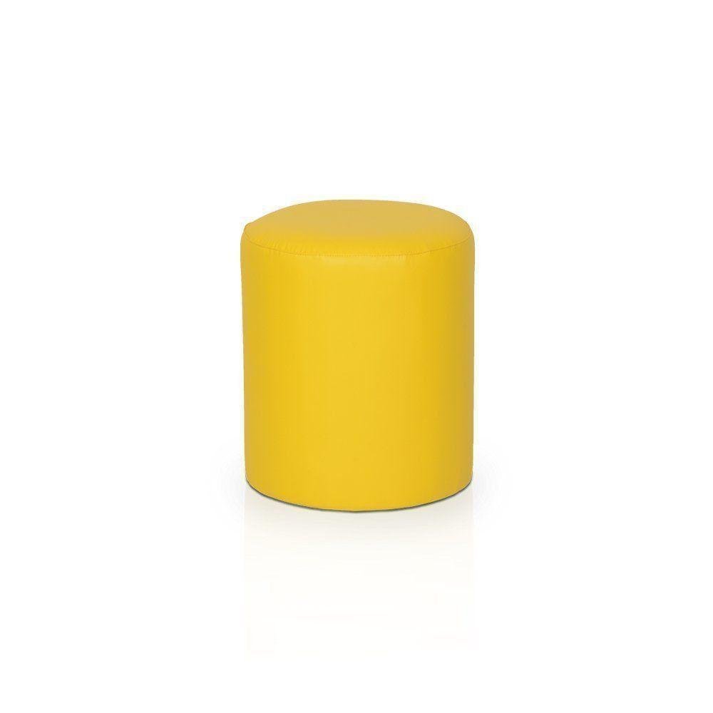 Puff Redondo para Sala e Quarto Palito Mel Suede Amarelo - WeD