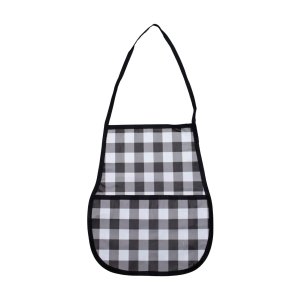 Porta Prendedores Roupas com Bolso Avental 40x33 Cm Xadrez Preto