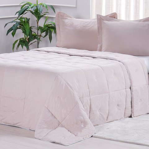 Edredom Casal Toque de Plumas 260 Fios New 180x220cm Tessi Argila