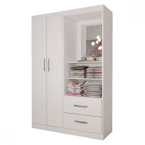 Guarda-roupa Infantil Gabe 2 Portas 2 Gavetas com Espelho Branco - Panorama Móveis