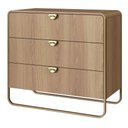 Ver imagem 1 de Cômoda Orgânica Luna Artesano 90 Cm (largura) em Mdp Hanover Três Gavetas Base Metal Dourado