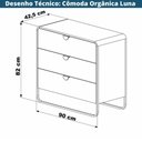 Ver imagem 6 de Cômoda Orgânica Luna Artesano 90 Cm (largura) em Mdp Hanover Três Gavetas Base Metal Dourado