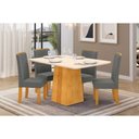Ver imagem 1 de Conjunto: Mesa Sala Jantar Italia C/ Tampo Madeirado C/ Vidro 120x90cm e 4 Cadeiras Zoe Freijo/off