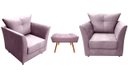 Ver imagem 1 de Kit 2 Poltronas Decorativa Isis + Puff Retangular Suede Rosê Pés Madeira Ms Decor