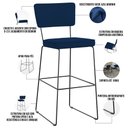 Ver imagem 4 de Kit 05 Banquetas para Cozinha Sala de Jantar Base em Aço Allana L02 Suede Azul Marinho - Lyam Decor